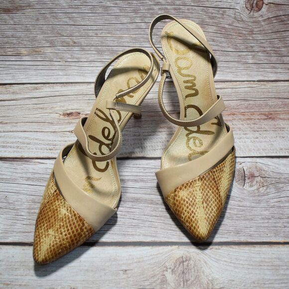 SAM EDELMAN Women's Tan Sling Back Animal Print Sandals Size 6 - Picture 1 of 6